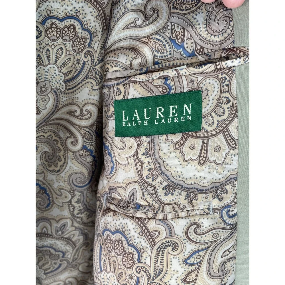 Lauren Ralph Lauren Mens Blazer 42S Sport Coat Tan Olive Paisley Preppy